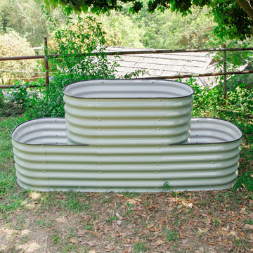 32 in. H Double Terraced Metal Garden Beds