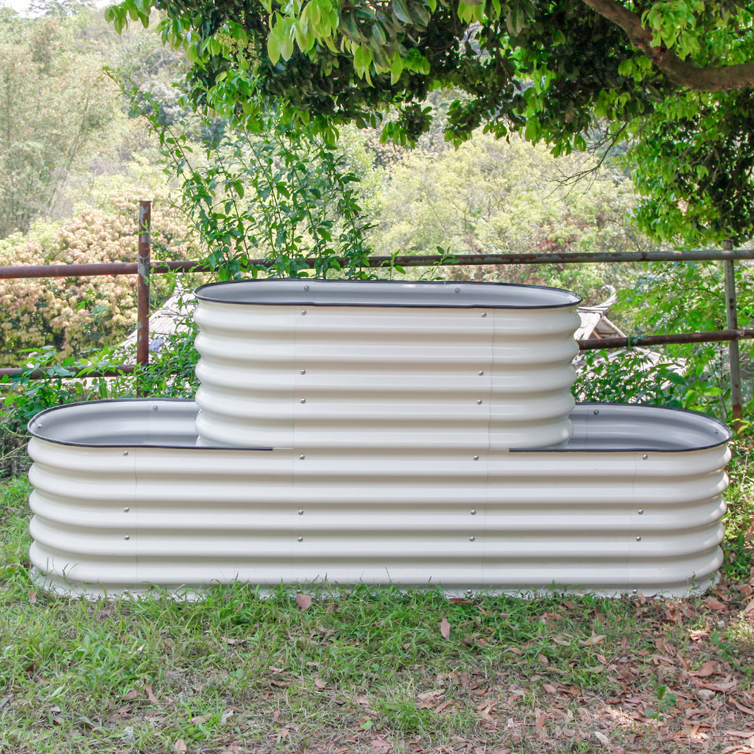 32 in. H Double Terraced Metal Garden Beds