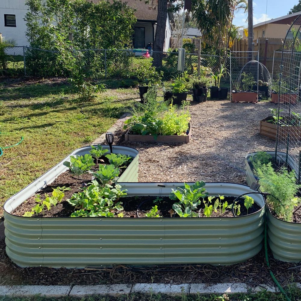 17 in.H L-Shaped Metal Garden Bed